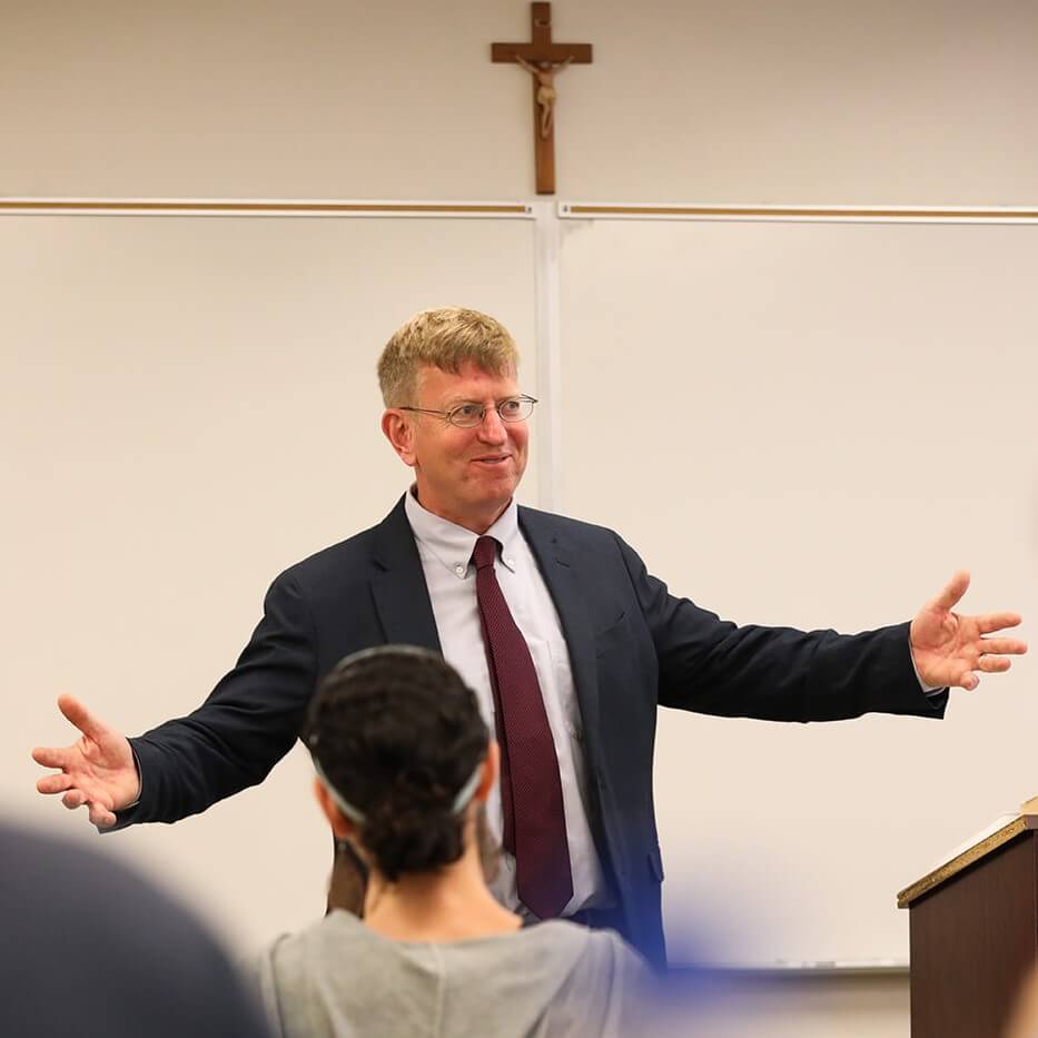 Dr. Nicholas Healy presenting to theology class