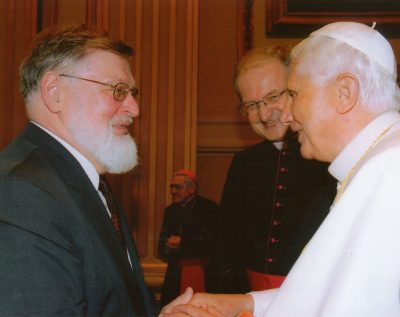 D.L. Schindler Greets Pope Benedict XVI (May 2006).